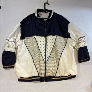 Maggie Barnes Navy and Cream Bomber Jacket